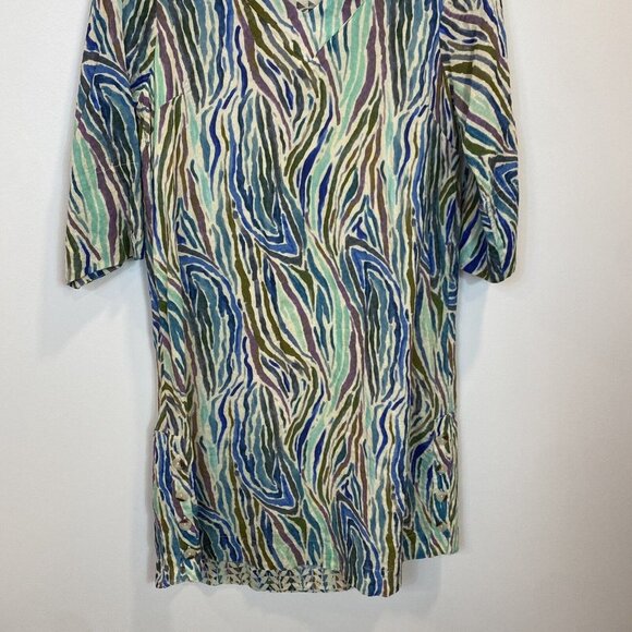 Soft Surroundings Multicolor Wave Pattern Long Sleeve Dress - Picture 3 of 11